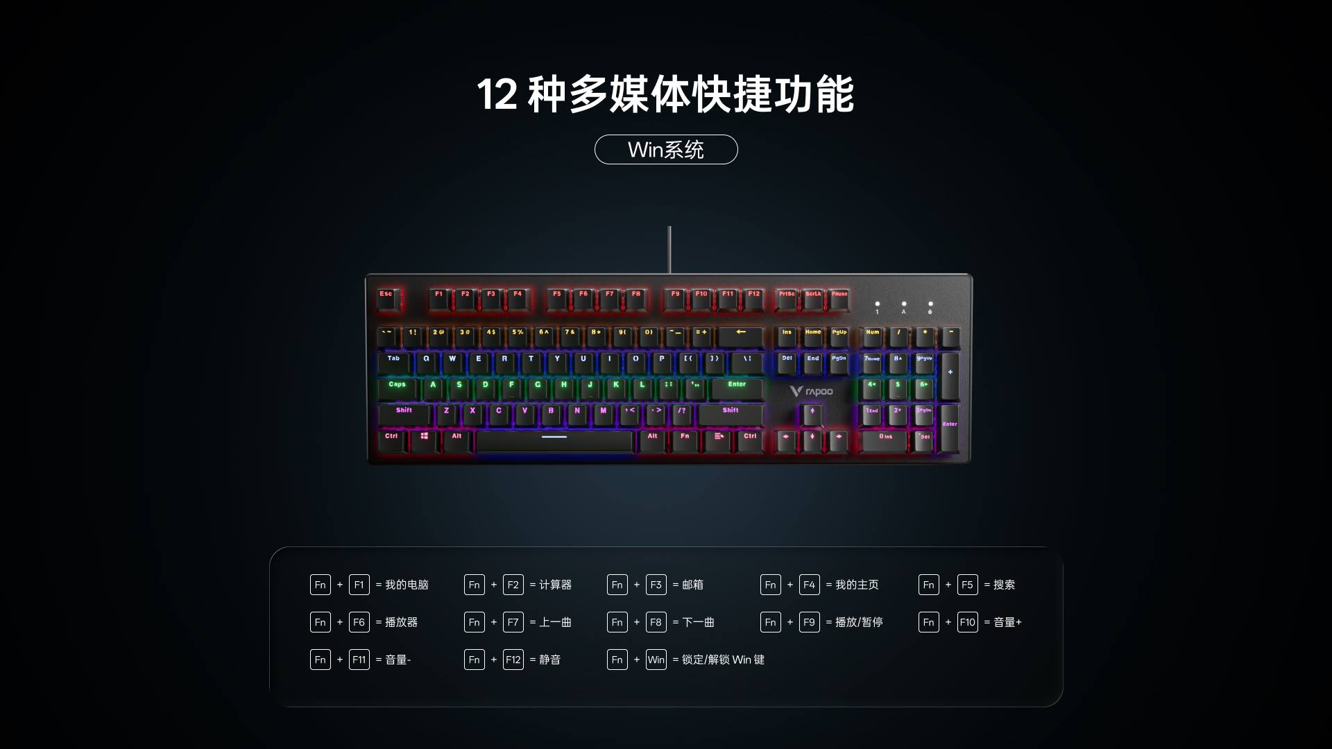 星途混彩背光游戏机械键盘 V510 详情配图