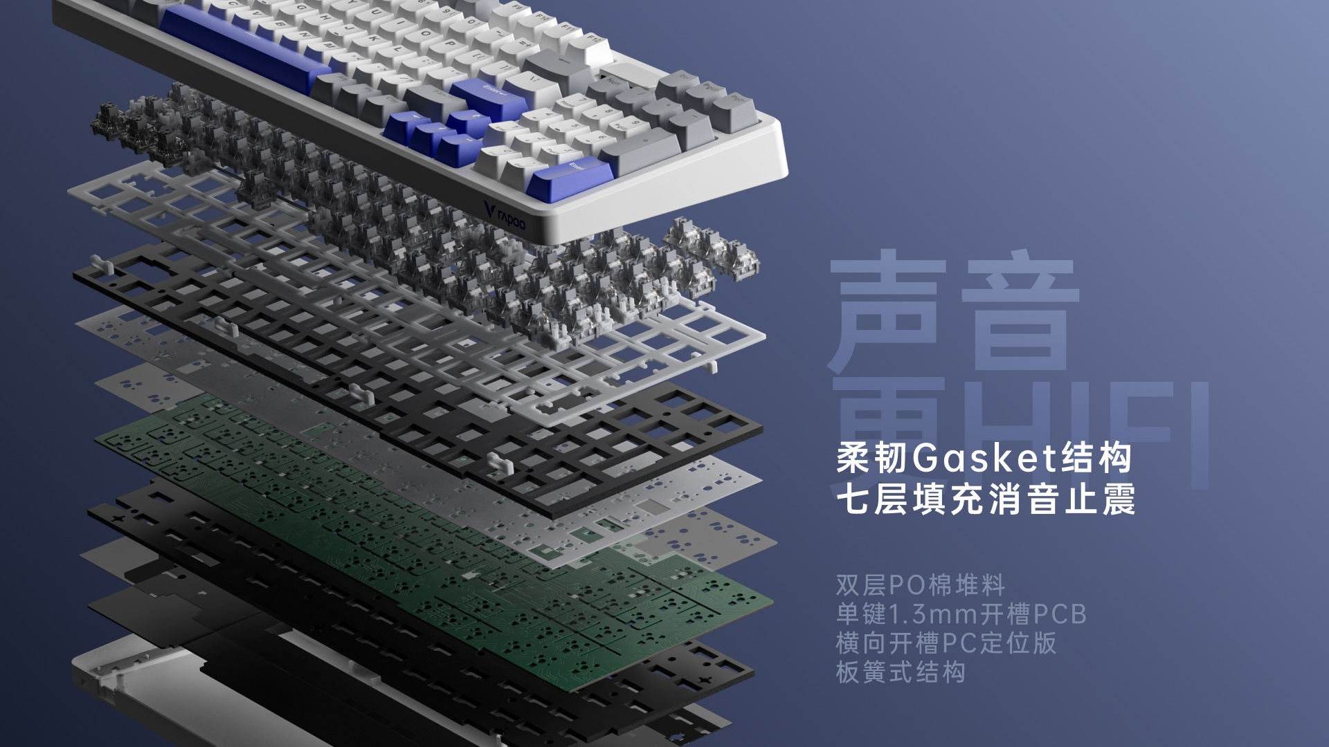 星途客制化多模式无线背光游戏机械键盘 V700DIY-98长续航版 功能卖点展示图