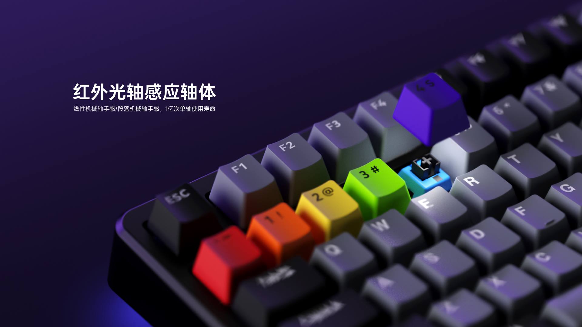 星途防水幻彩RGB背光游戏机械键盘 ESK750-75（渐变侧刻版） 功能卖点展示图